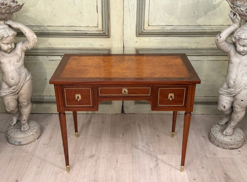 Leonard Boudin, Bureau Plat En Acajou d'Eoque Louis XVI Stamped About 1780