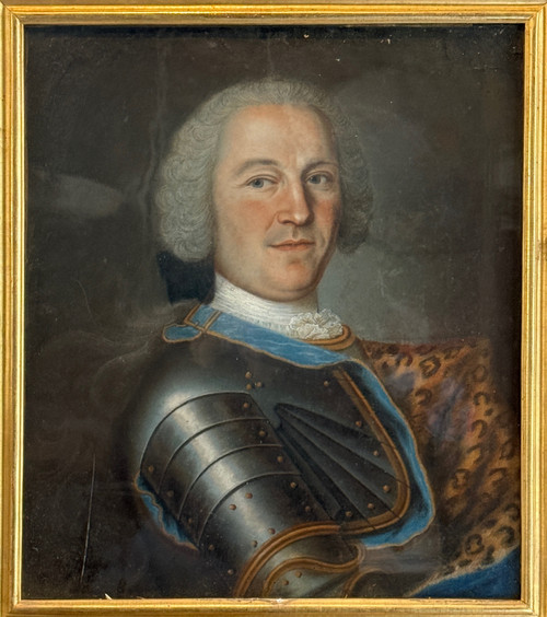 Portrait d'Officier Noble Pastel d'Epoque Transition Vers 1770