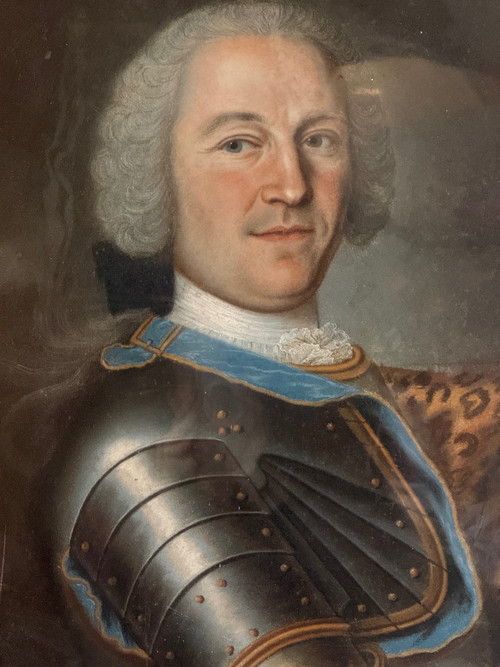 Portrait d'Officier Noble Pastel d'Epoque Transition Vers 1770