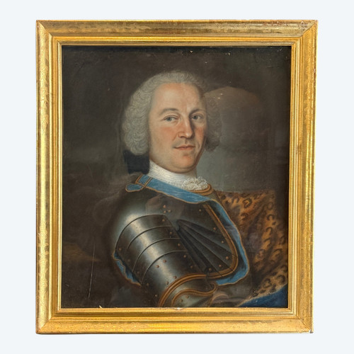 Portrait d'Officier Noble Pastel d'Epoque Transition Vers 1770