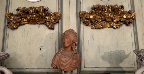 Pair Of Louis XV Period Gilded Wood Door Tops, circa 1750.