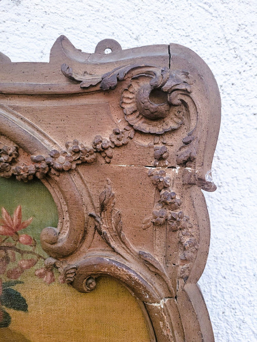 Large Carved Wood Trumeau With Birds Still Life, 19th Century