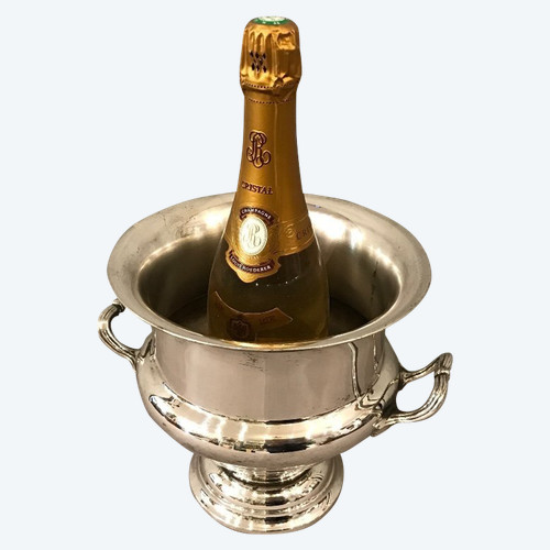 Seau à champagne en métal argenté d'époque XX ème 