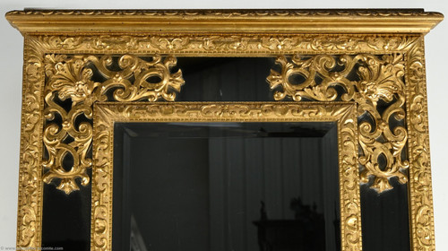 Gilded wood mirror with glazing beads, Napoleon III period - mid-19th century