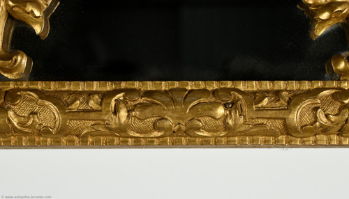 Gilded wood mirror with glazing beads, Napoleon III period - mid-19th century