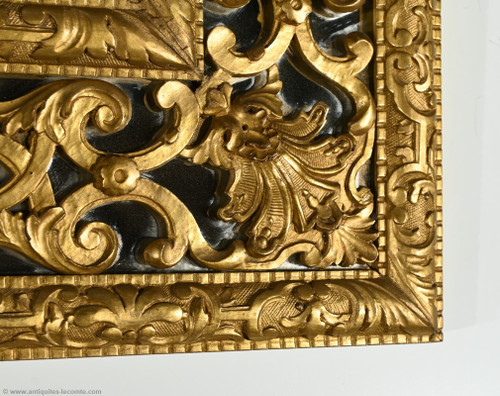 Gilded wood mirror with glazing beads, Napoleon III period - mid-19th century