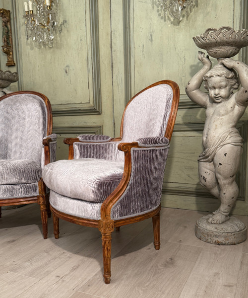 Suite De Deux Bergères d'Epoque Louis XVI Vers 1780