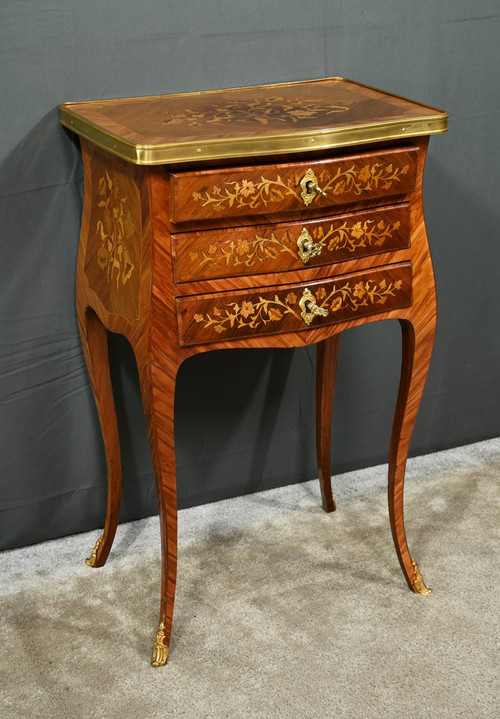 Rosewood and Rosewood bedside table, Louis XV style - Late 19th century