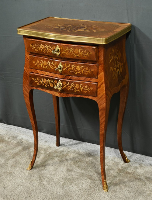 Rosewood and Rosewood bedside table, Louis XV style - Late 19th century