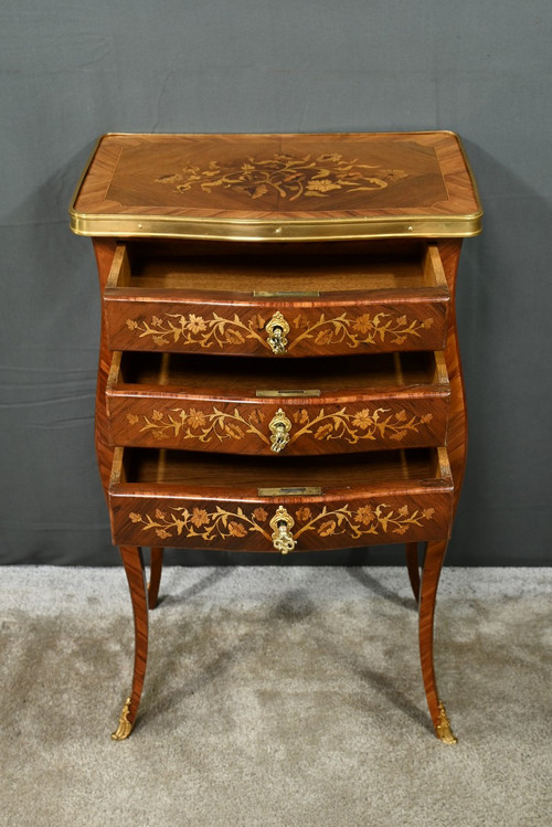 Rosewood and Rosewood bedside table, Louis XV style - Late 19th century