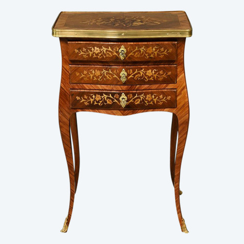 Rosewood and Rosewood bedside table, Louis XV style - Late 19th century