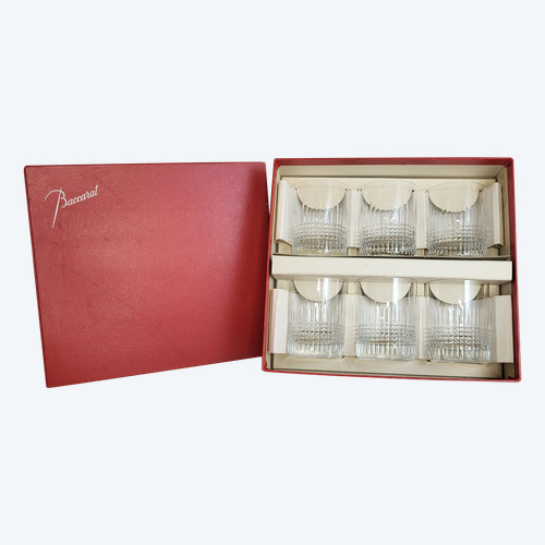 Coffret de 6 verres à Whisky cristal Baccarat modèle Nancy.