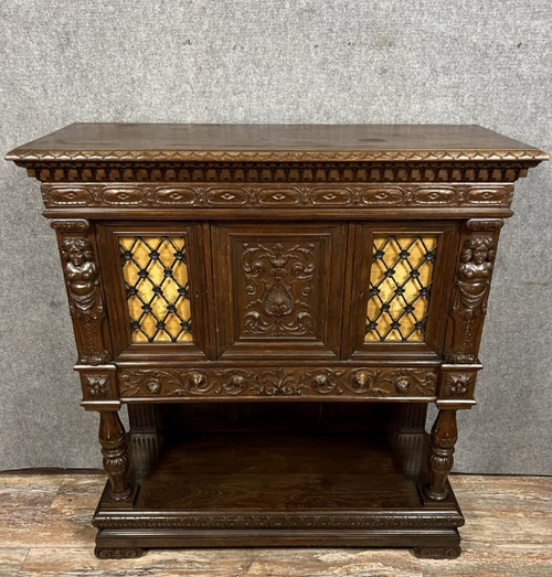 Renaissance-style sideboard in walnut and oak circa 1850