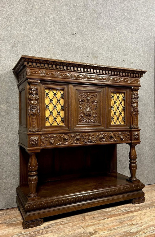 Renaissance-style sideboard in walnut and oak circa 1850