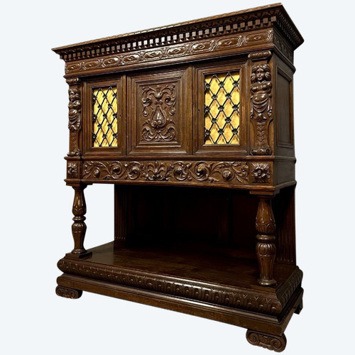 Renaissance-style sideboard in walnut and oak circa 1850