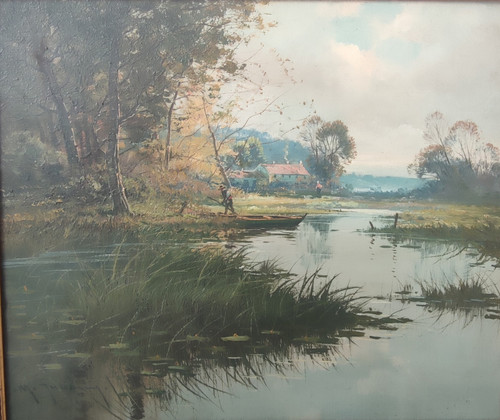 Ancienne Peinture à l huile paysage deSignée Juliany ,Eugène Galien-Laloue