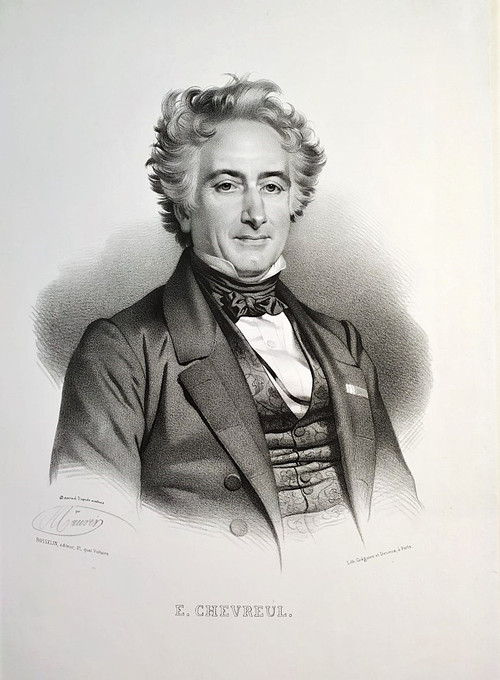 Michel Eugene Chevreul Lithograph By Grégoire And Deneux 19th Century Old Print