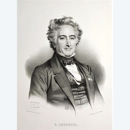 Michel Eugene Chevreul Lithograph By Grégoire And Deneux 19th Century Old Print