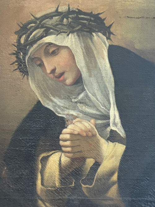 17th century Florentine school - Entourage De Volterrano - Saint Catherine Of Siena In Prayer