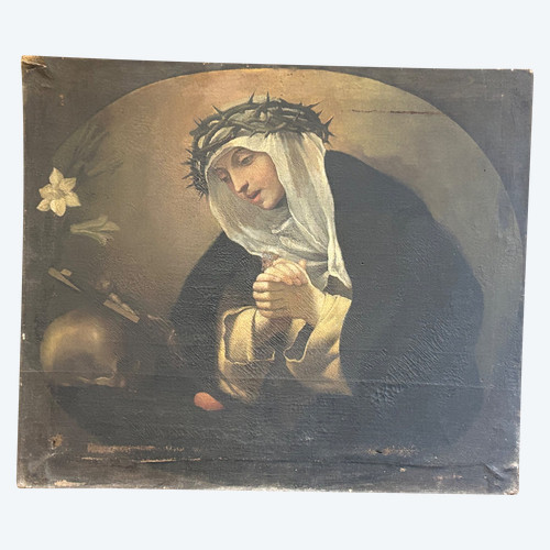 17th century Florentine school - Entourage De Volterrano - Saint Catherine Of Siena In Prayer