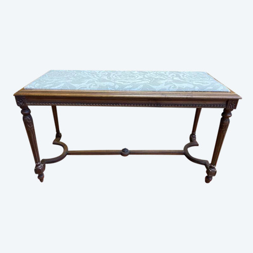 Louis XVI style piano bench with fabric seat