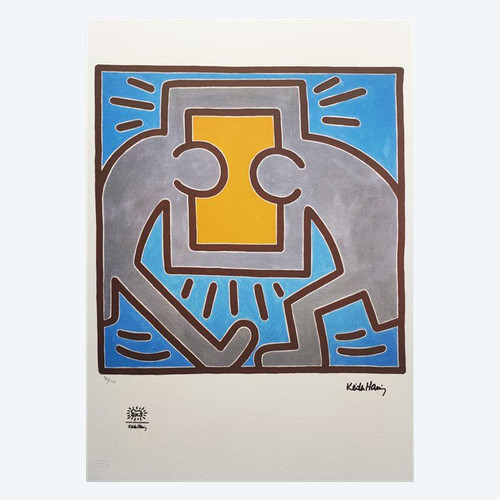 1990er Jahre Wunderschöne Keith Haring Lithographie in limitierter Auflage