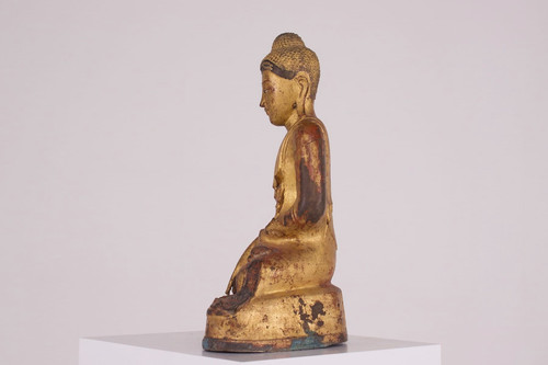 Buddha aus vergoldeter Bronze, Mandalay-Epoche