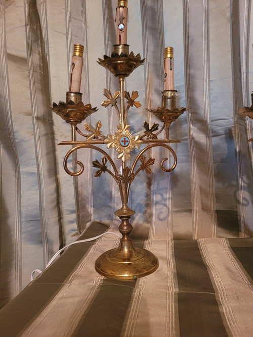 Paire de chandeliers d'église, époque vers 1900