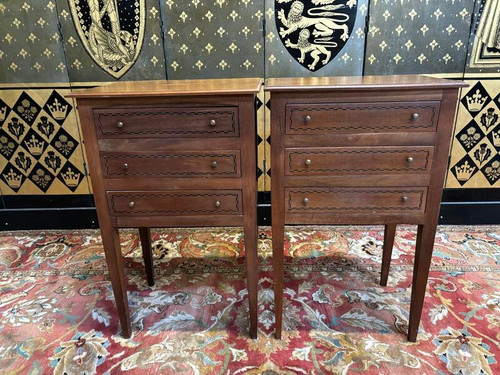 Pair of Louis XVI style bedside tables