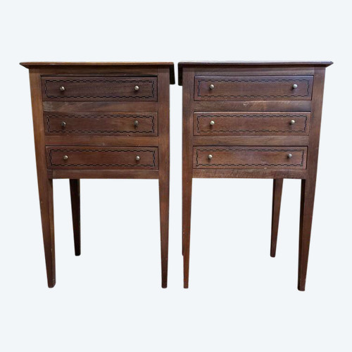 Pair of Louis XVI style bedside tables