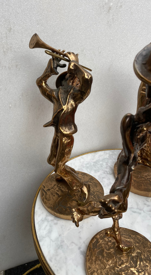 1970/80 'Le Jazz Band' 4 sculture in bronzo, firmate LOHE