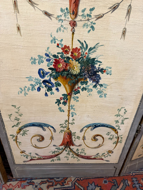 LOUIS XVI-STYLE FOUR-LEAF FOLDING SCREEN