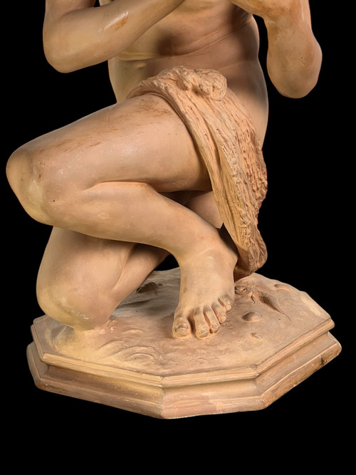 JEAN BAPTISTE CARPEAUX / TERRACOTTA FIRMATA IL PESCATORE NAPOLETANO CON CONCHIGLIA