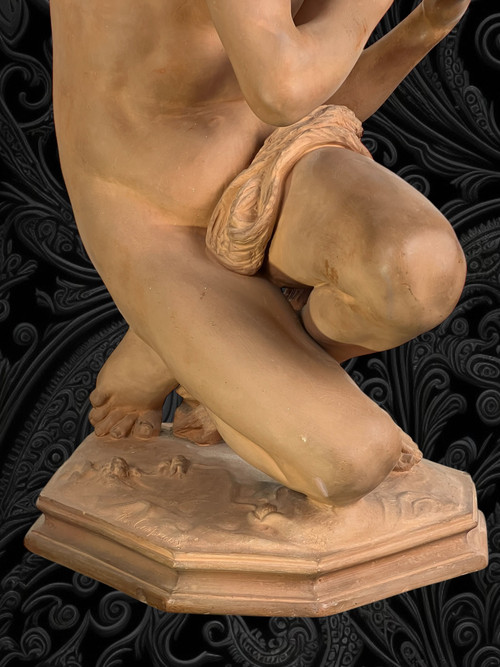 JEAN BAPTISTE CARPEAUX / TERRACOTTA FIRMATA IL PESCATORE NAPOLETANO CON CONCHIGLIA