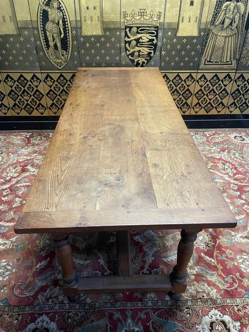 Louis XIII style oak farmhouse table