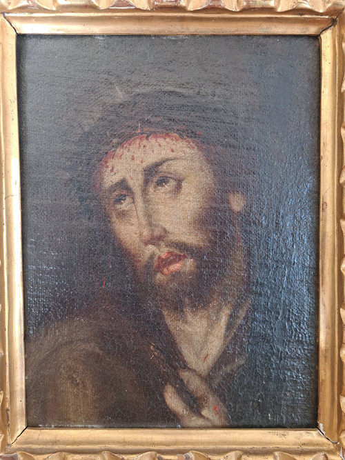 Spanish School, Ecce Homo, Oil on Canvas Mounted on Panel, 17th Century.