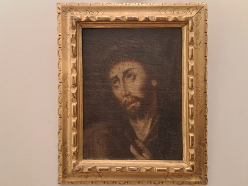 Spanish School, Ecce Homo, Oil on Canvas Mounted on Panel, 17th Century.