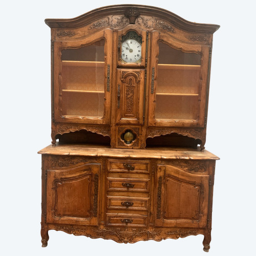 Provenzalisches Sideboard aus massivem Walnussholz. Zweiteiliges Sideboard mit Pendel aus dem 19. Jahrhundert