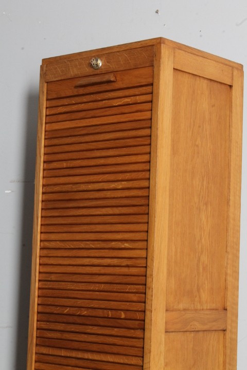 Art Deco oak filing cabinet shutter 1940. Size 43 x depth 35 Height. Restored. bookcases