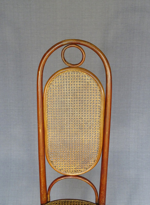 Chaise Thonet N°17 , vers 1865 teinte merisier chellac-label 1a -