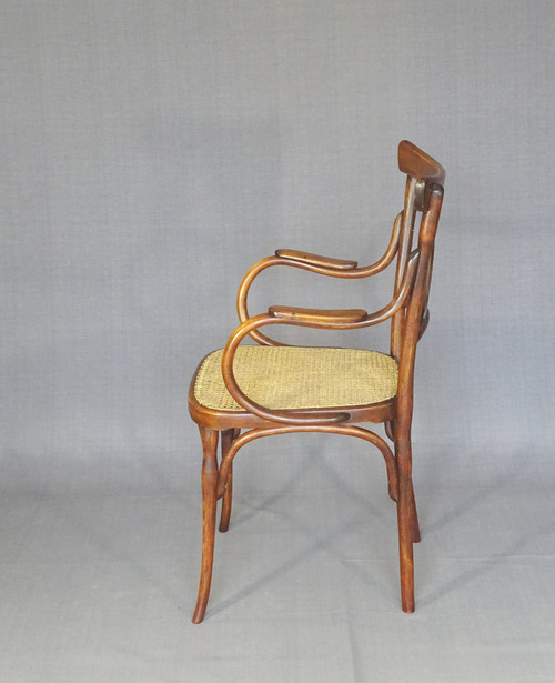 Fauteuil bentwood bois-courbé bistrot KOHN N°196, 1905,cannage neuf; No Thonet