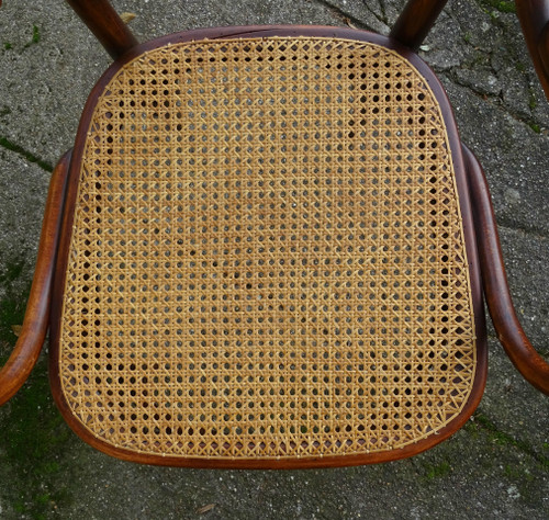 Fauteuil bentwood bois-courbé bistrot KOHN N°196, 1905,cannage neuf; No Thonet