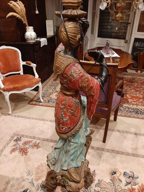 Nubian servant, painted and gilded wooden sculpture, Venice early 19th century