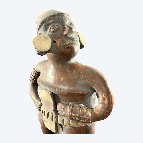 Mexiko, 1930er/1950er Jahre, Terrakottastatue, die einen Krieger im präkolumbianischen Geist darstellt.