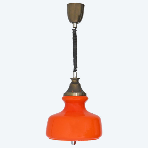 Hanging lamp in orange opaline from the 1960s