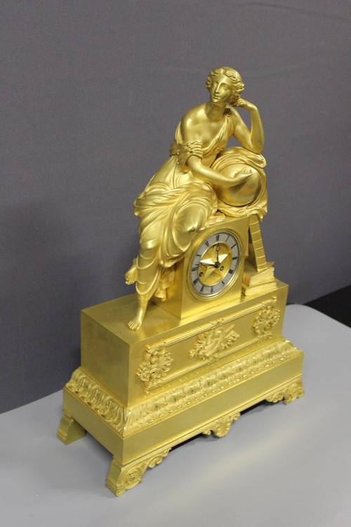 Restoration Clock In Gilt Bronze, Allegory of Astronomy Early 19th century