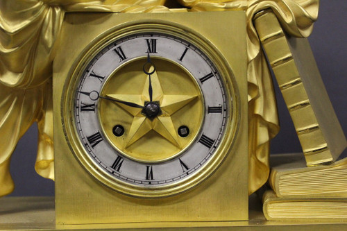 Restoration Clock In Gilt Bronze, Allegory of Astronomy Early 19th century