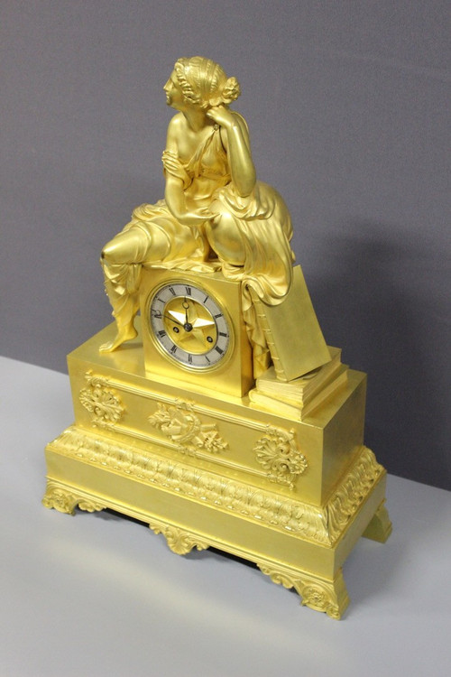 Restoration Clock In Gilt Bronze, Allegory of Astronomy Early 19th century