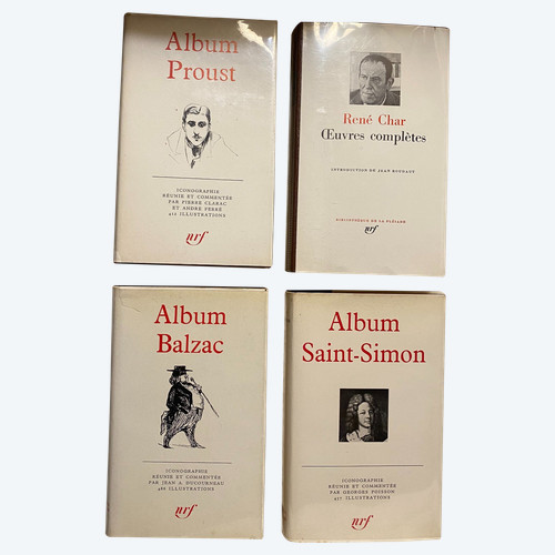 Ensemble de quatres volumes de "la Pléïade" PROUST ,SAINT-SIMON , BALZAC & RENE CHAR état neuf