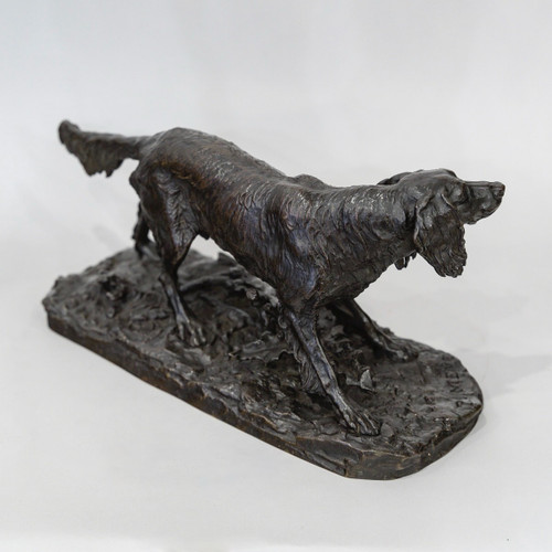 Scultura - Cane da caccia Setter , Pierre- Jules Mêne (1810-1879) - Bronzo